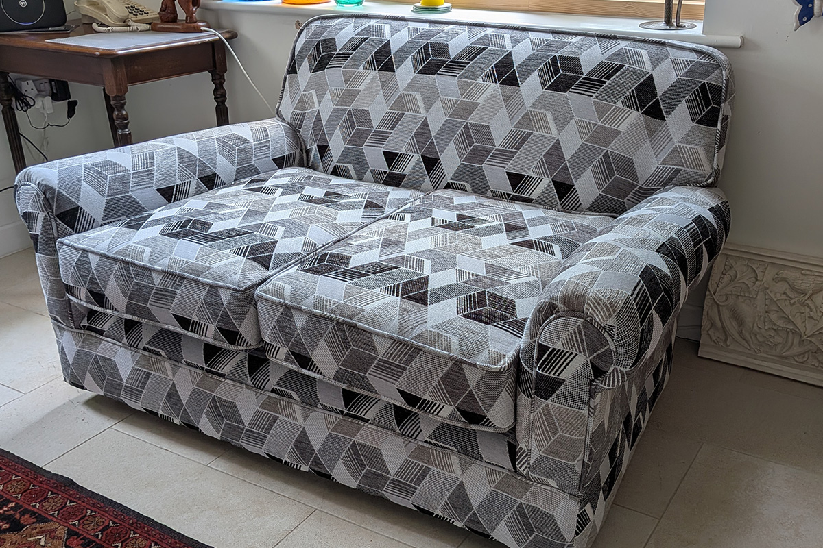 Geometric patterned upholstery fabric