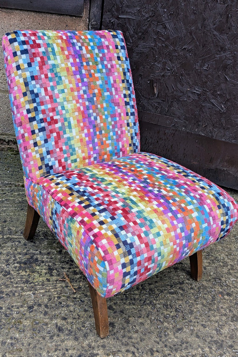 Colourful patterned upholstered chair